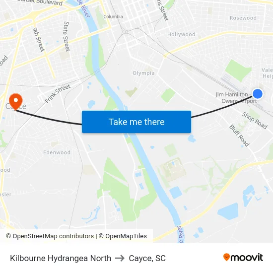 Kilbourne Hydrangea North to Cayce, SC map