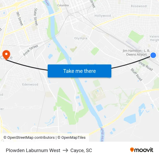 Plowden Laburnum West to Cayce, SC map
