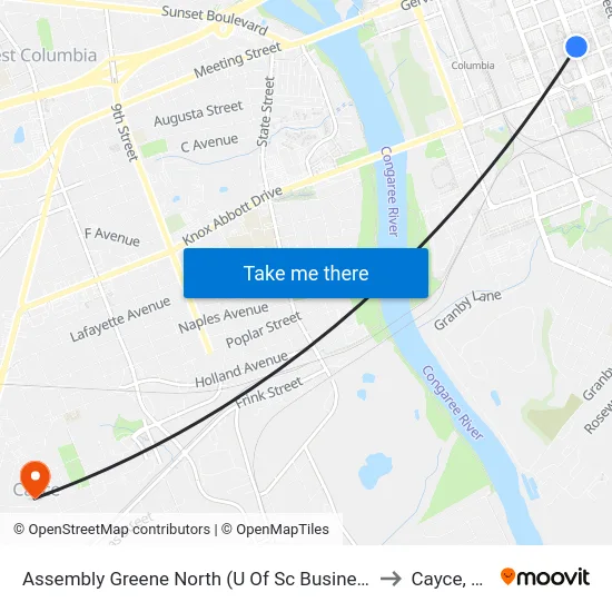 Assembly Greene North (U Of Sc Business) to Cayce, SC map