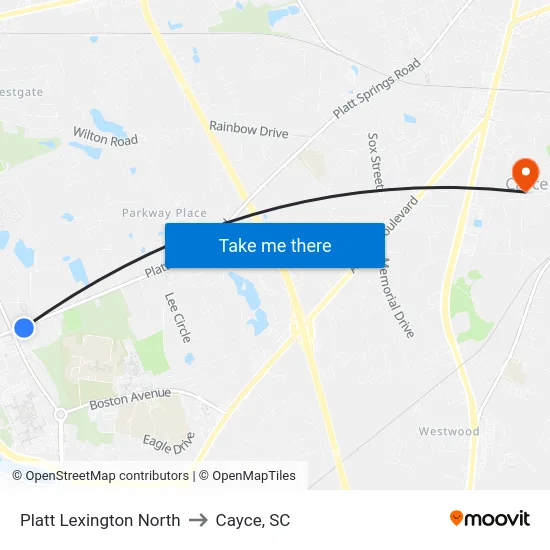 Platt Lexington North to Cayce, SC map