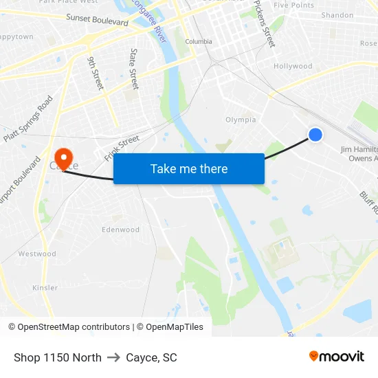 Shop 1150 North to Cayce, SC map