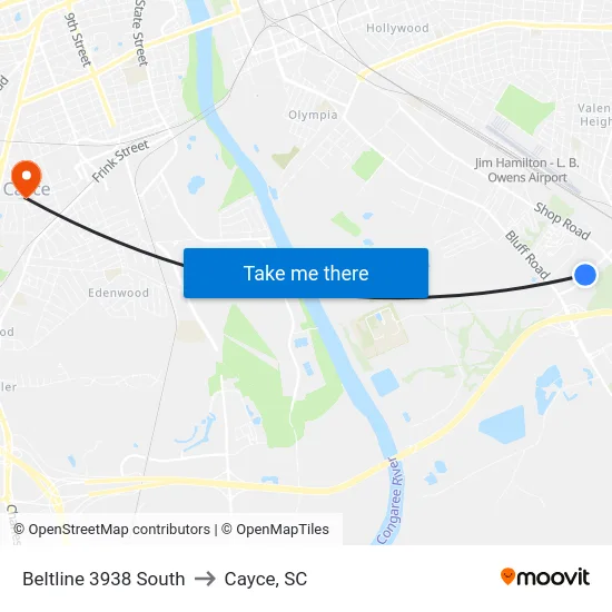 Beltline 3938 South to Cayce, SC map