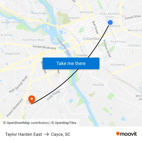 Taylor Harden East to Cayce, SC map