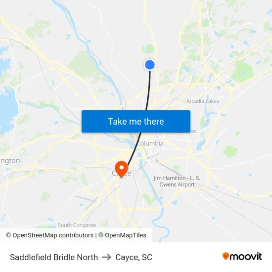 Saddlefield Bridle North to Cayce, SC map