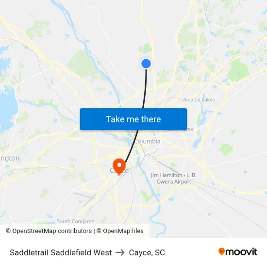 Saddletrail Saddlefield West to Cayce, SC map