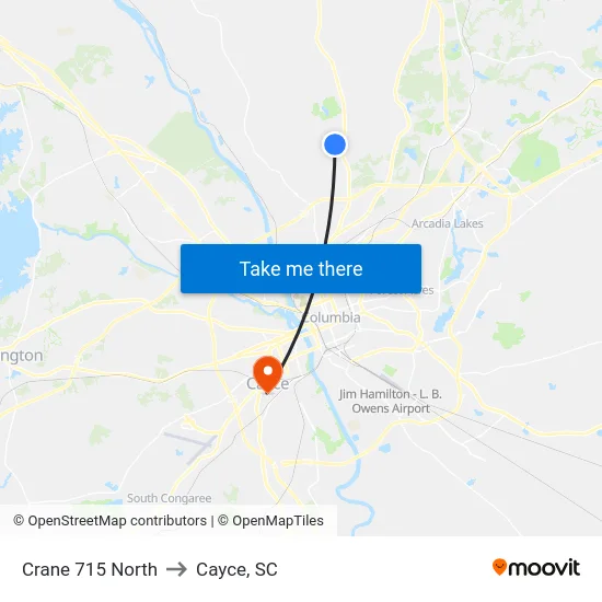 Crane 715 North to Cayce, SC map