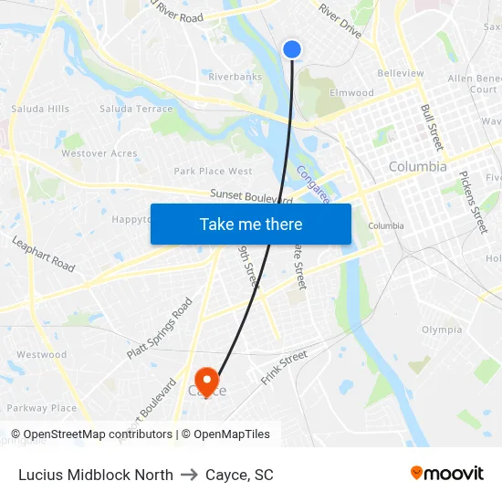 Lucius Midblock North to Cayce, SC map