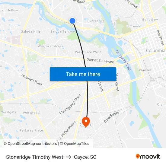 Stoneridge Timothy West to Cayce, SC map