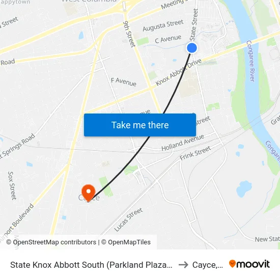 State Knox Abbott South (Parkland Plaza / Cayce) to Cayce, SC map