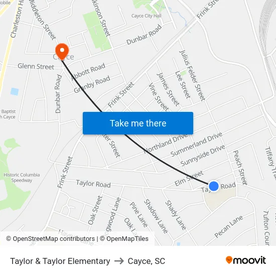 Taylor & Taylor Elementary to Cayce, SC map