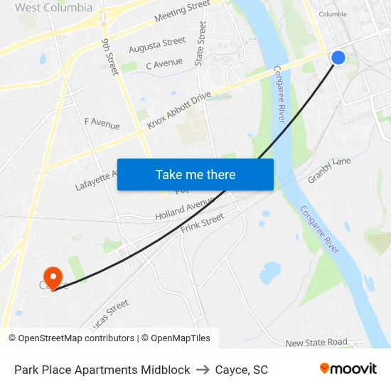 Park Place Apartments Midblock to Cayce, SC map