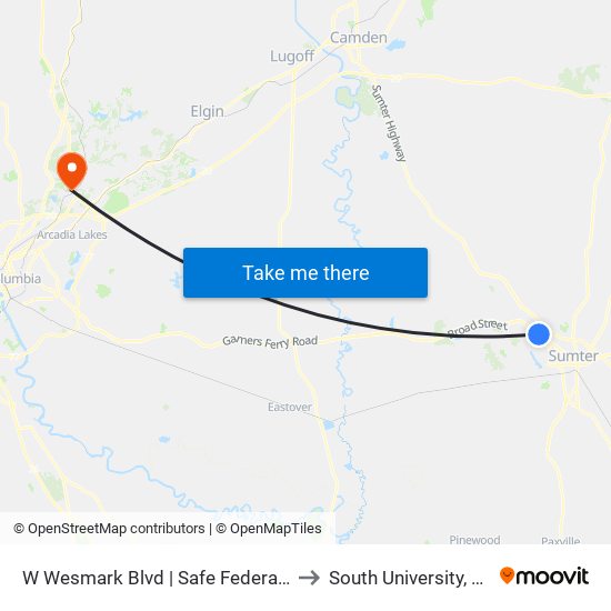 W Wesmark Blvd | Safe Federal Credit Union to South University, Columbia map