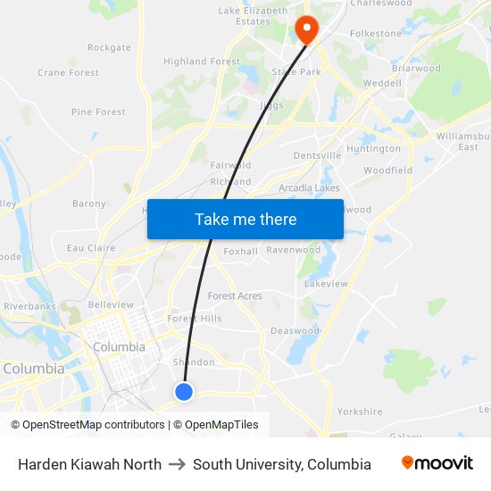 Harden Kiawah North to South University, Columbia map