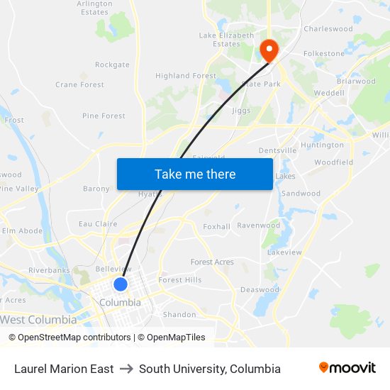 Laurel Marion East to South University, Columbia map