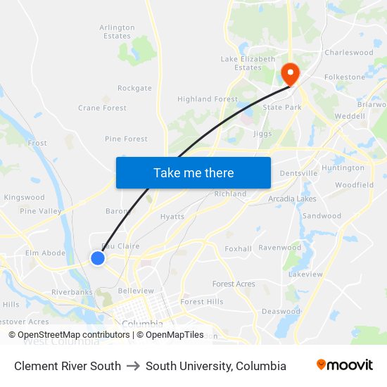 Clement River South to South University, Columbia map