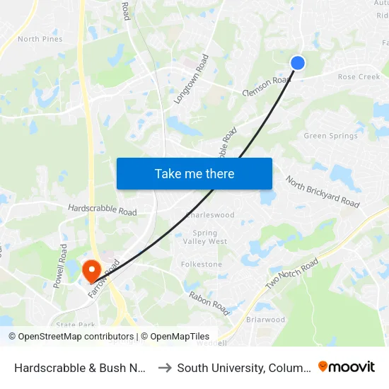 Hardscrabble & Bush North to South University, Columbia map