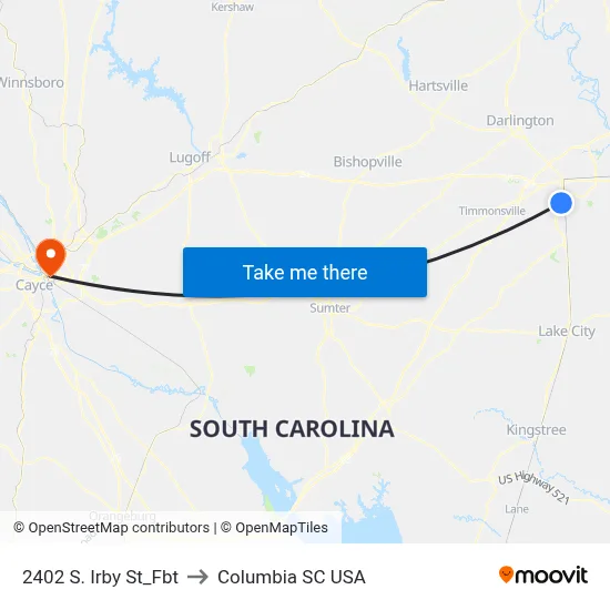 2402 S. Irby St_Fbt to Columbia SC USA map