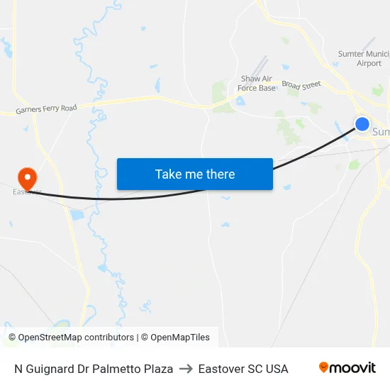 N Guignard Dr Palmetto Plaza to Eastover SC USA map