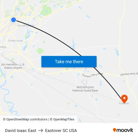 David Isaac East to Eastover SC USA map