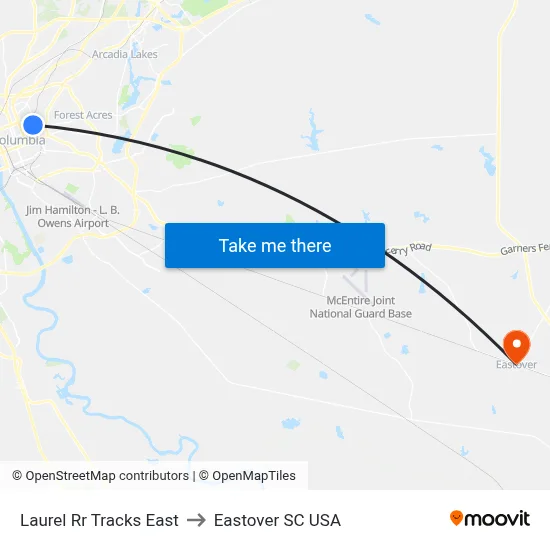 Laurel Rr Tracks East to Eastover SC USA map