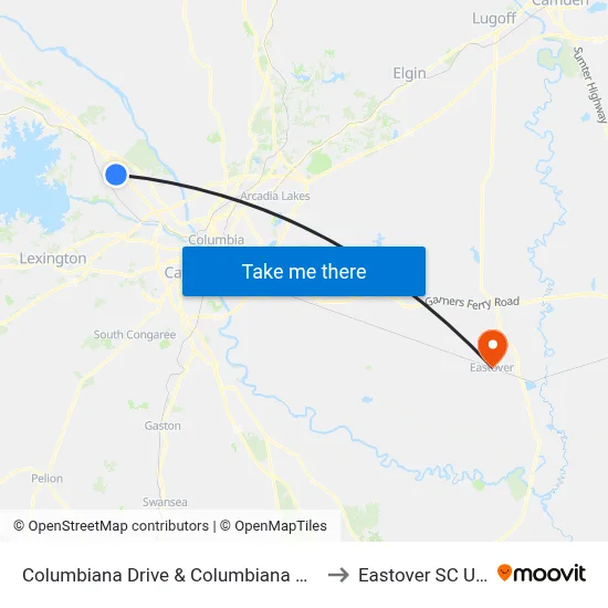Columbiana Drive & Columbiana Circle to Eastover SC USA map
