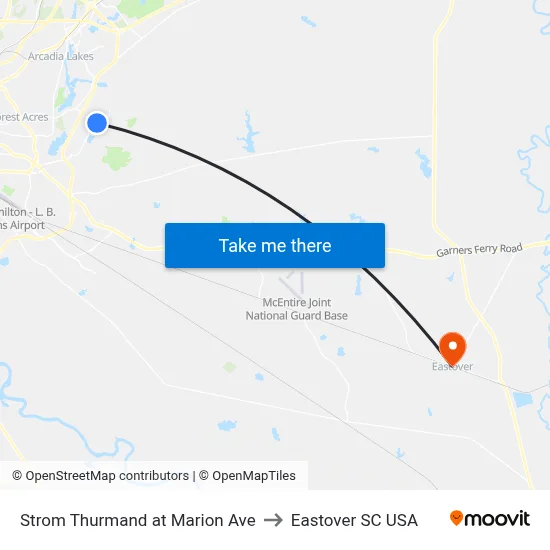 Strom Thurmand at Marion Ave to Eastover SC USA map
