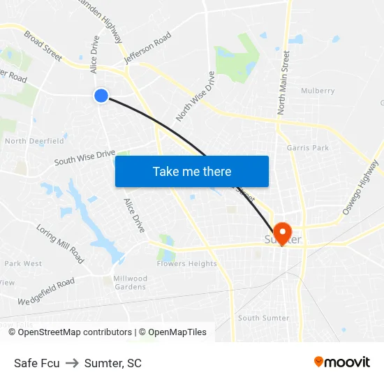 Safe Fcu to Sumter, SC map
