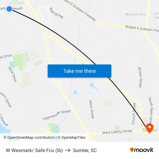 W Wesmark/ Safe Fcu (Ib) to Sumter, SC map