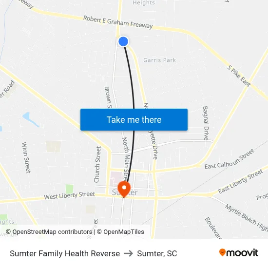 Sumter Family Health Reverse to Sumter, SC map