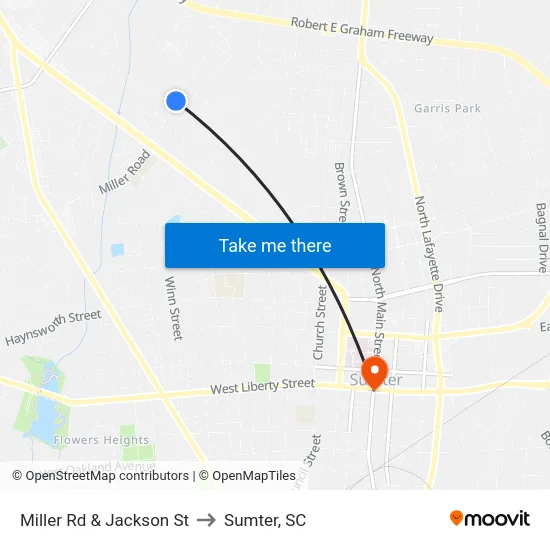 Miller Rd & Jackson St to Sumter, SC map