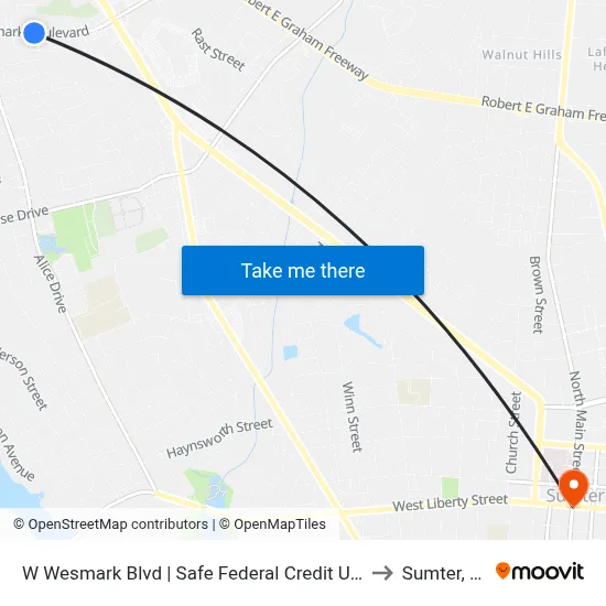 W Wesmark Blvd | Safe Federal Credit Union to Sumter, SC map