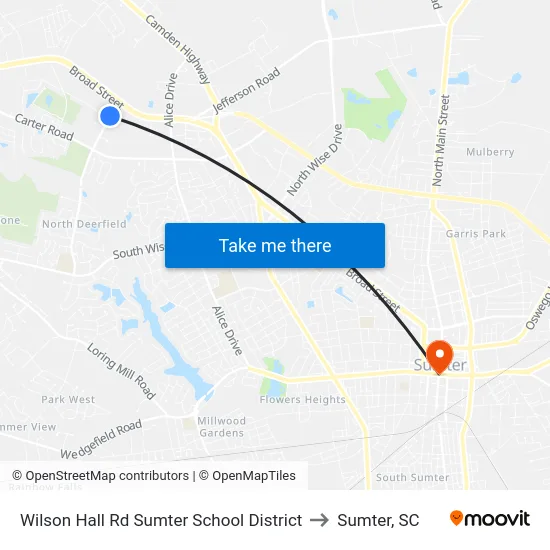 Wilson Hall Rd Sumter School District to Sumter, SC map