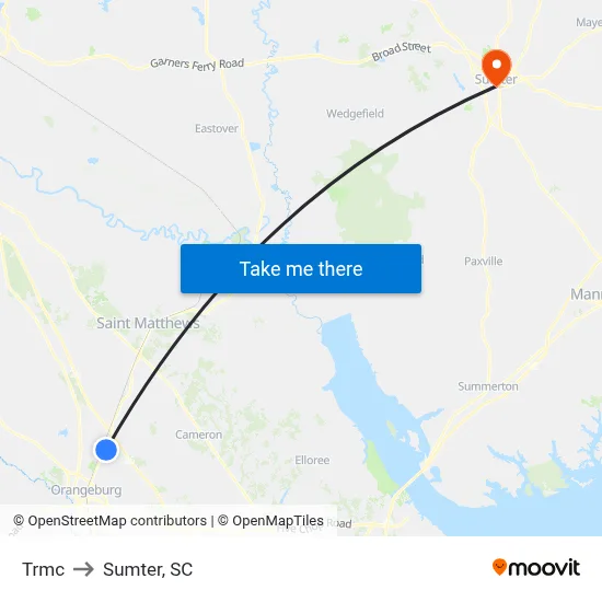 Trmc to Sumter, SC map