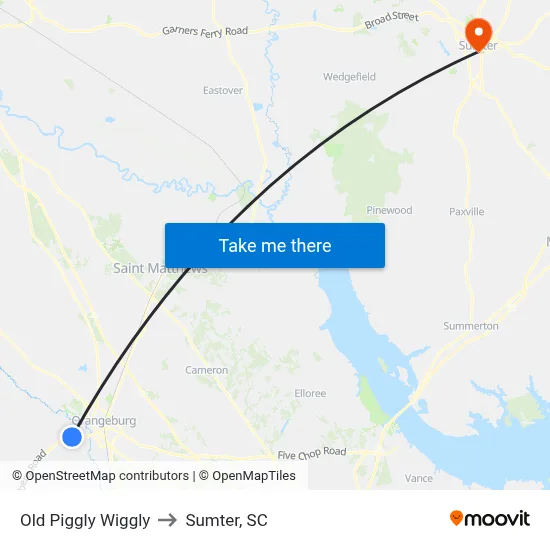 Old Piggly Wiggly to Sumter, SC map