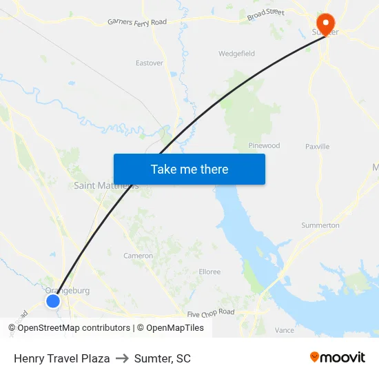 Henry Travel Plaza to Sumter, SC map