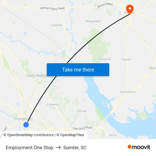 Employment One Stop to Sumter, SC map
