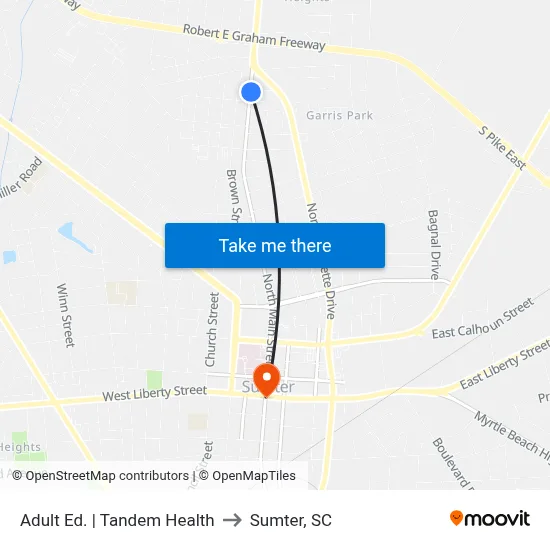 Adult Ed. | Tandem Health to Sumter, SC map