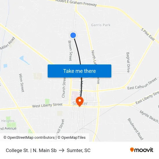 College St.  | N. Main Sb to Sumter, SC map