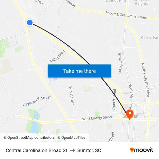 Central Carolina on Broad St to Sumter, SC map
