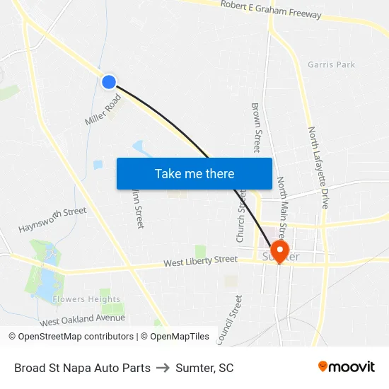 Broad St Napa Auto Parts to Sumter, SC map