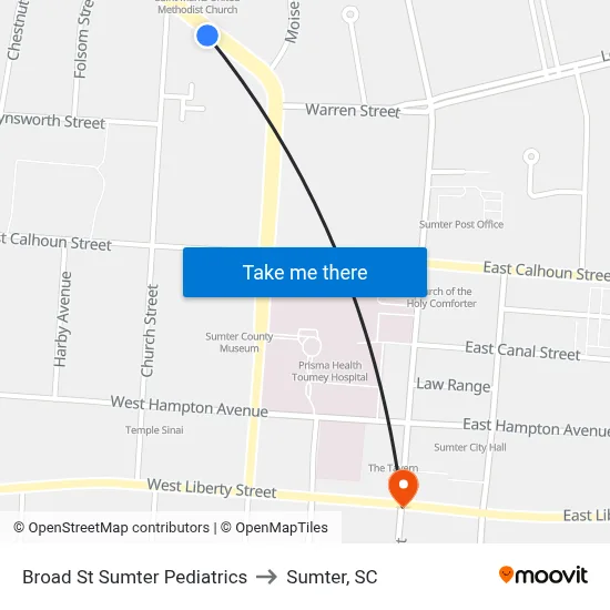 Broad St Sumter Pediatrics to Sumter, SC map