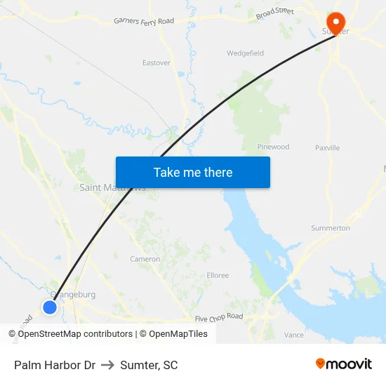 Palm Harbor Dr to Sumter, SC map