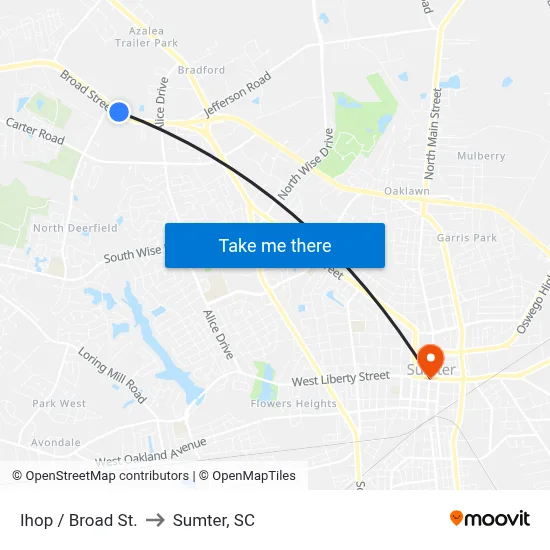 Ihop / Broad St. to Sumter, SC map