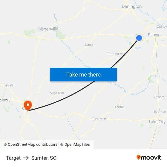 Target to Sumter, SC map