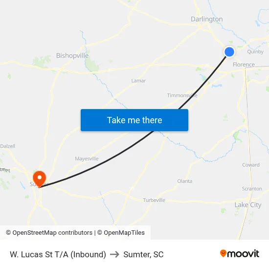 W. Lucas St T/A (Inbound) to Sumter, SC map