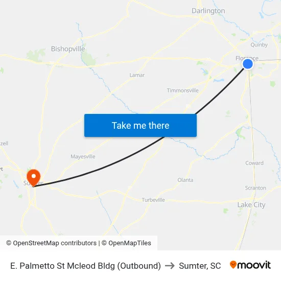 E. Palmetto St Mcleod Bldg (Outbound) to Sumter, SC map