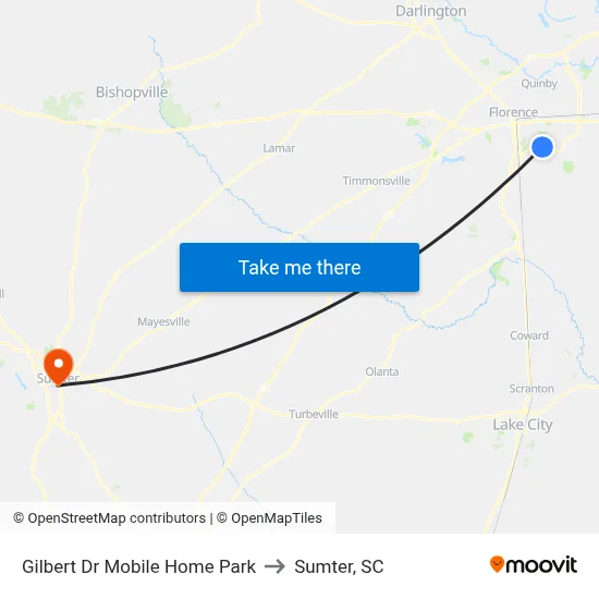 Gilbert Dr Mobile Home Park to Sumter, SC map