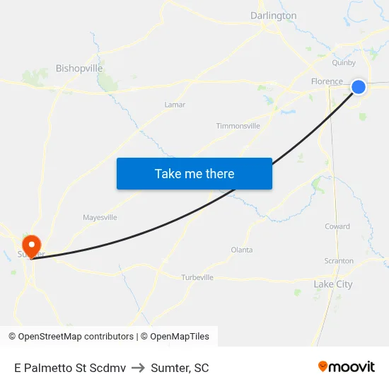 E Palmetto St Scdmv to Sumter, SC map