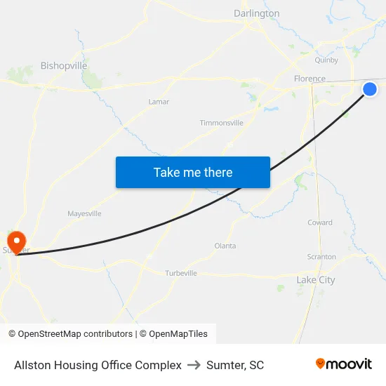 Allston Housing Office Complex to Sumter, SC map