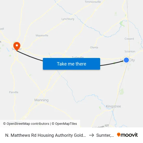 N. Matthews Rd Housing Authority Golden Pond to Sumter, SC map